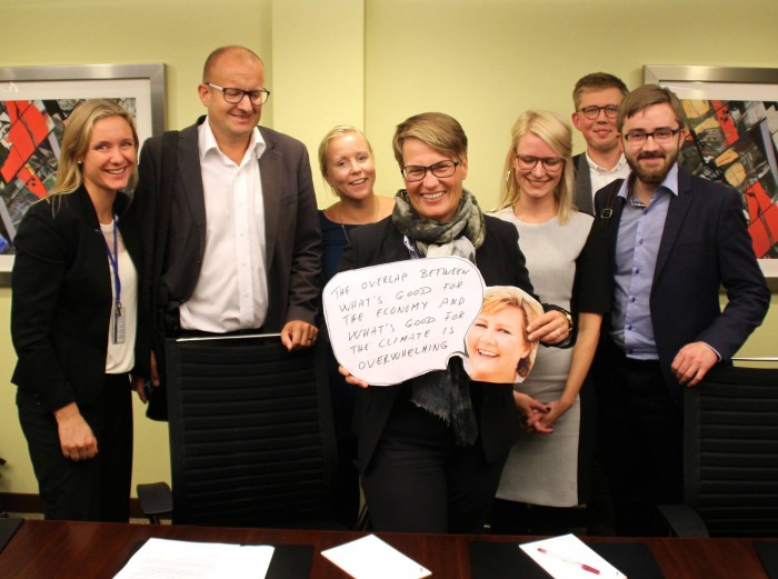 Møte med klima- og miljøminister Tine Sundtoft, september 2014 i New York.